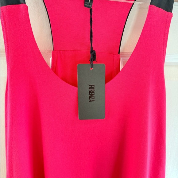Forenza NWT Hot Pink Layered Racerback Tank Top Black Contrast XS - Picture 3 of 7